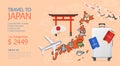 Realistic Detailed 3d Japan Travel and Tourism Ads Banner Concept Poster Card. Vector Royalty Free Stock Photo