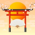 Realistic Detailed 3d Japan Travel and Tourism Concept Background. Vector Royalty Free Stock Photo