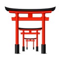 Realistic Detailed 3d Japanese Tori Gate Set. Vector Royalty Free Stock Photo