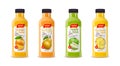 Realistic Detailed 3d Juice Plastic Bottle Set. Vector Royalty Free Stock Photo