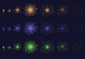 Realistic Detailed 3d Light Fireworks Animation Set. Vector Royalty Free Stock Photo