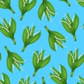 Realistic Detailed 3d Lilly of the Valley Seamless Pattern Background. Vector