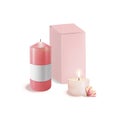 Realistic Detailed 3d Magnolia Scented Candle Wax Set. Vector