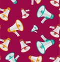 Realistic Detailed 3d Megaphone or Loudspeaker Seamless Pattern Background. Vector