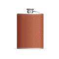 Realistic Detailed 3d Metal Hip Flask Wrapped in Leather. Vector Royalty Free Stock Photo