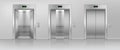 Realistic Detailed 3d Metal Passenger Elevator Set. Vector Royalty Free Stock Photo