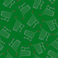 Realistic Detailed 3d Metallic Supermarket Cart Seamless Pattern Background. Vector Royalty Free Stock Photo