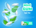 Realistic Detailed 3d Mints Gum Ads. Vector Royalty Free Stock Photo