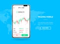 Realistic Detailed 3d Mobile Stock Investment Trading Concept. Vector