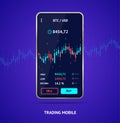 Realistic Detailed 3d Mobile Stock Investment Trading Concept. Vector