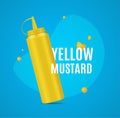 Realistic Detailed 3d Mustard Bottle Ad Poster Card. Vector