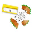 Realistic Detailed 3d Pencil Shavings Set. Vector Royalty Free Stock Photo