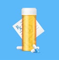 Realistic Detailed 3d Pills Bottle and Prescription Medical Concept. Vector