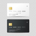 Realistic Detailed 3d Plastic Credit Card Template Set. Vector