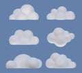 Realistic Detailed 3d Plasticine Sky Clouds Set. Vector Royalty Free Stock Photo