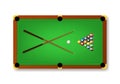 Realistic Detailed 3d Pool Billiard Green Table and Equipments. Vector