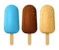 Realistic Detailed 3d Popsicle Ice Creams Set. Vector Royalty Free Stock Photo