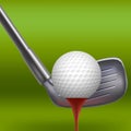 Realistic Detailed 3d Putter Under White Ball. Vector Royalty Free Stock Photo