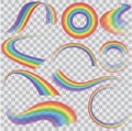 Realistic Detailed 3d Rainbows Different Shape Set. Vector Royalty Free Stock Photo