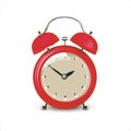 Realistic Detailed 3d Red Alarm Clock. Vector