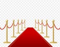 Realistic Detailed 3d Red Carpet and Barrier Rope. Vector