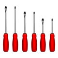 Realistic Detailed 3d Red Screwdrivers Set. Vector Royalty Free Stock Photo