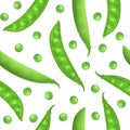 Realistic Detailed 3d Green Peas Seamless Pattern Background. Vector Royalty Free Stock Photo