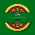 Realistic Detailed 3d Round Casino Roulette Banner Card. Vector