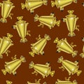 Realistic Detailed 3d Russian Samovar Seamless Pattern Background. Vector Royalty Free Stock Photo