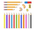 Realistic Detailed 3d Sharpened Pencils Set. Vector