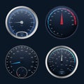 Realistic Detailed 3d Speedometers Set. Vector Royalty Free Stock Photo