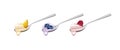 Realistic Detailed 3d Spoon with Yogurt and Fruit or Berries Set. Vector