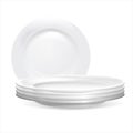 Realistic Detailed 3d Stack of Clean Plates. Vector Royalty Free Stock Photo