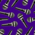 Realistic Detailed 3d Microphone Seamless Pattern Background. Vector