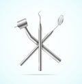 Realistic Detailed 3d Stainless Professional Dental Tools Set. Vector