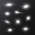 Realistic Detailed 3d Star Light Sparkles Set. Vector Royalty Free Stock Photo