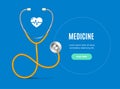 Realistic Detailed 3d Stethoscope and Medicine Banner Concept Ad Poster Card. Vector