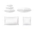 Realistic Detailed 3d Template Blank White Pillow Mock Up Set. Vector