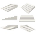 Realistic Detailed 3d Template Blank White Stairs Ladder Different Types Set. Vector