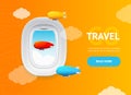 Realistic Detailed 3d Travel and Tourism Banner Card Horizontal. Vector Royalty Free Stock Photo