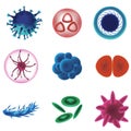 Realistic Detailed 3d Various Viruses Bacteria Set. Vector