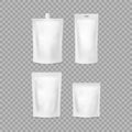 Realistic Detailed 3d Various White Blank Doypack Template Mockup Set. Vector