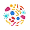 Realistic Detailed 3d Virus and Bacteria Round Design Template. Vector Royalty Free Stock Photo