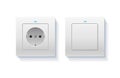 Realistic Detailed 3d Wall Switch and Power Electrical Socket. Vector Royalty Free Stock Photo