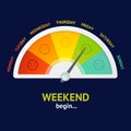 Realistic Detailed 3d Weekend Begin Counter. Vector