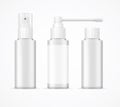 Realistic Detailed 3d White Blank Bottle Spray Template Mockup Set. Vector