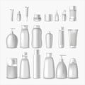 Realistic Detailed 3d White Blank Cosmetic Bottle Template Mockup Set. Vector Royalty Free Stock Photo