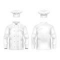 Realistic Detailed 3d White Blank Culinary Clothing Template Mockup Set. Vector