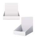 Realistic Detailed 3d White Blank Display Holder Box Template Mockup Set. Vector