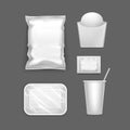 Realistic Detailed 3d White Blank Fast Food Package Template Mockup Set. Vector Royalty Free Stock Photo